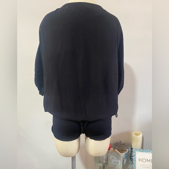 NWT .. Free People Black Tie Front Ruched Bodysuit - Picture 11 of 16